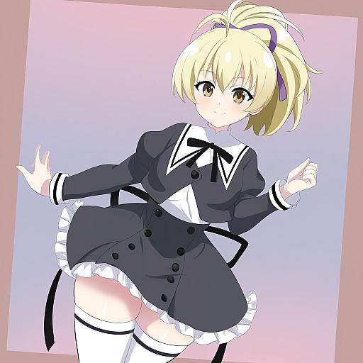 Illustration of Andou tazusa, assault lily in the style of Fuyumi kazuki