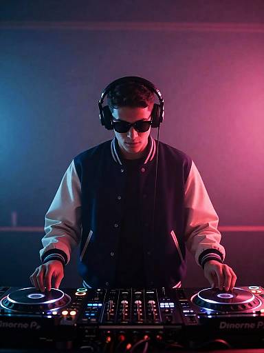 Hazy Neon Nightclub DJ Portrait