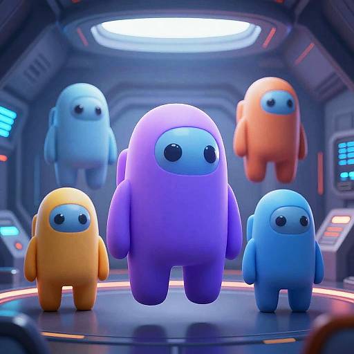 Among Us Characters in Futuristic Spaceship