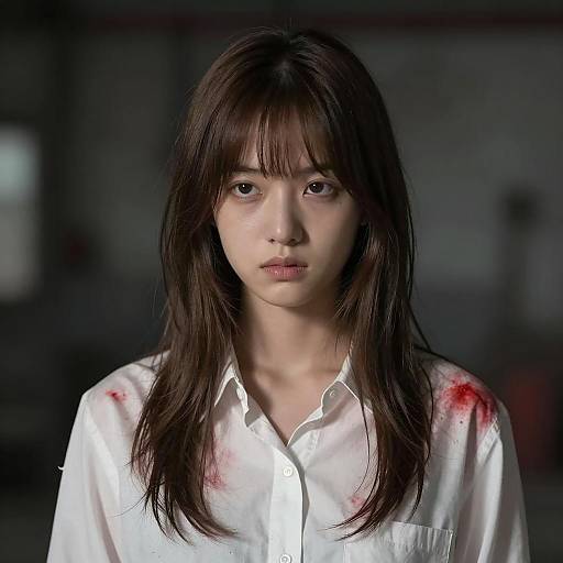 Serious Young Woman in Dim Lighting