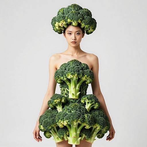 Model Wearing Broccoli Fashion Outfit