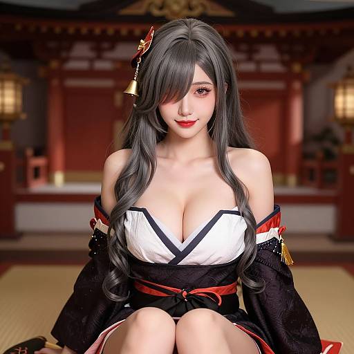 Elegant Shrine Maiden in Eastern Attire