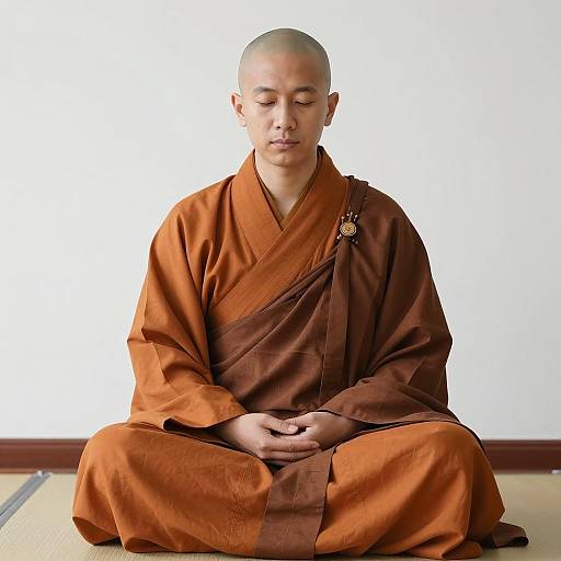 Serene Bald Monk in Meditation