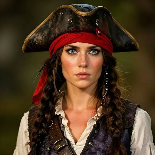 Braided Pirate Girl with Red Scarf