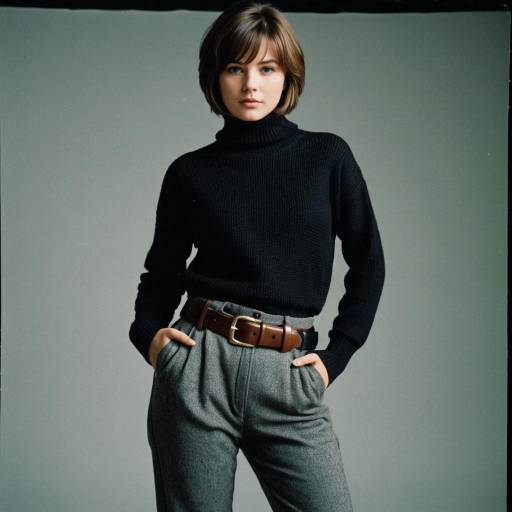 Woman in Black Turtleneck Sweater and Gray Pants