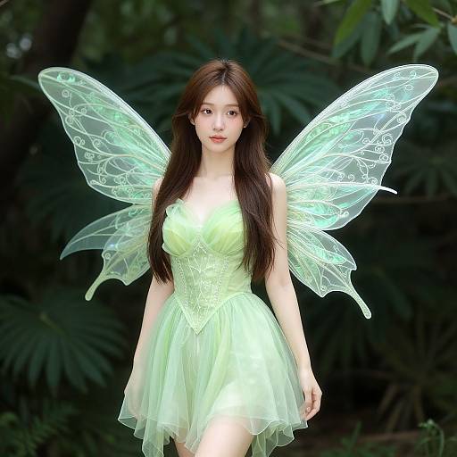 Young Woman in Green Fairy Dress