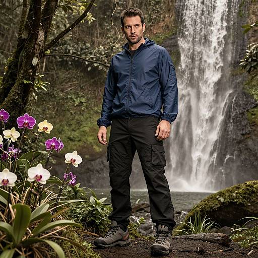 Man in Tropical Rainforest with Sepia Effect