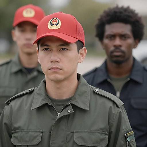 Three Security Guards in Uniform Outdoors