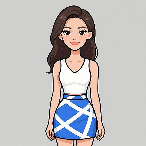 Smiling Woman in Chic Skater Skirt