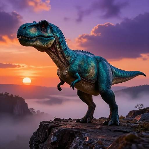 Majestic Teal T-Rex on Cliff