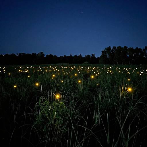 Serene Night Field with Fireflies