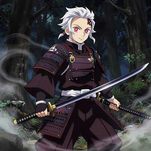 White-Haired Demon Slayer in Dark Forest