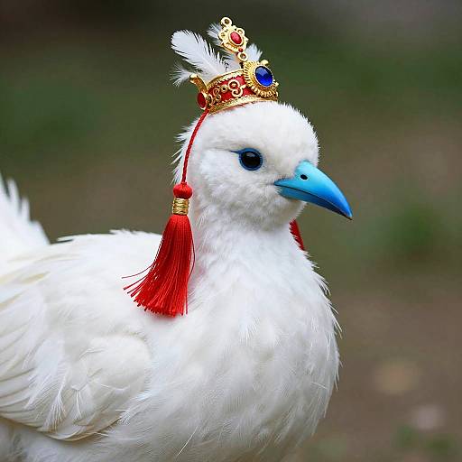 Ornate Bird with Jewel-Embellished Headdress