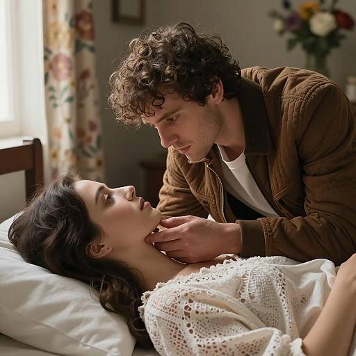 Intimate Moment in Dimly Lit Room