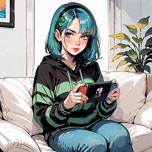 Unamused Vivian James Gaming on Couch