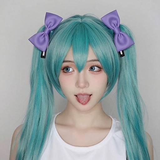Playful Young Woman with Turquoise Hair