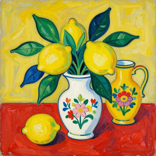Vibrant Matisse-Inspired Lemon Still Life
