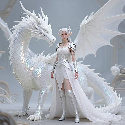 Light Fae Elf with White Air Dragon