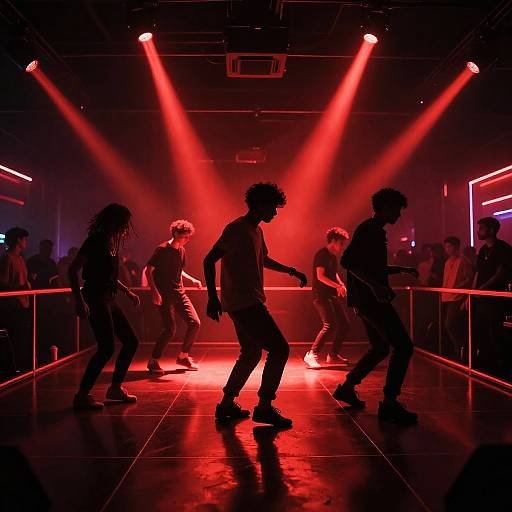 Vibrant Red Neon Dance Club