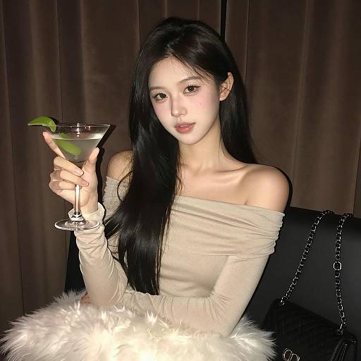 Elegant Woman in Dimly Lit Room