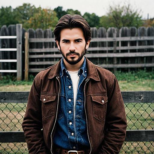 Man with Brown Jacket Standing Outdoors