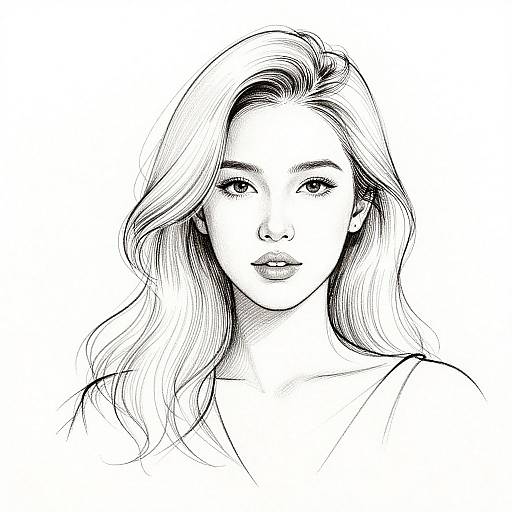 Elegant Calligraphic Line Art Portrait