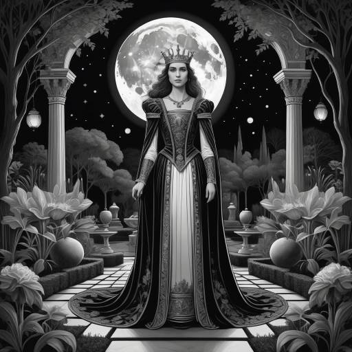 Eerie Moonlit Queen in Garden Eerie Moonlit Queen in Garden