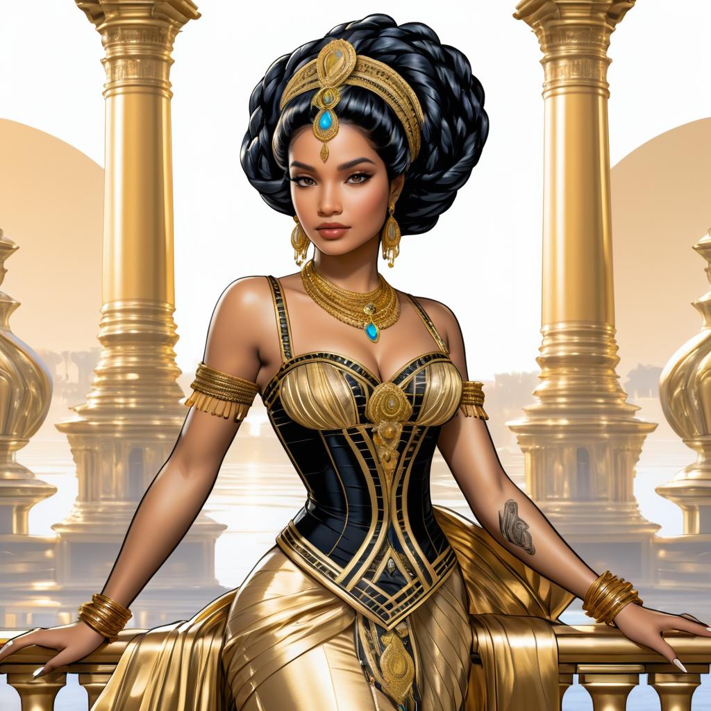 Cleopatra in Rococo Art Style Illustration