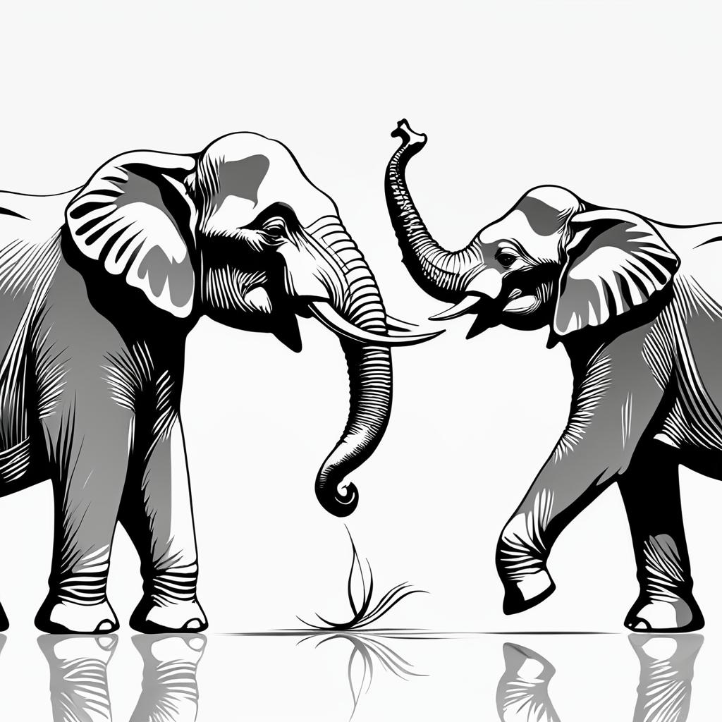 Minimalist Pencil Drawing of Elephants