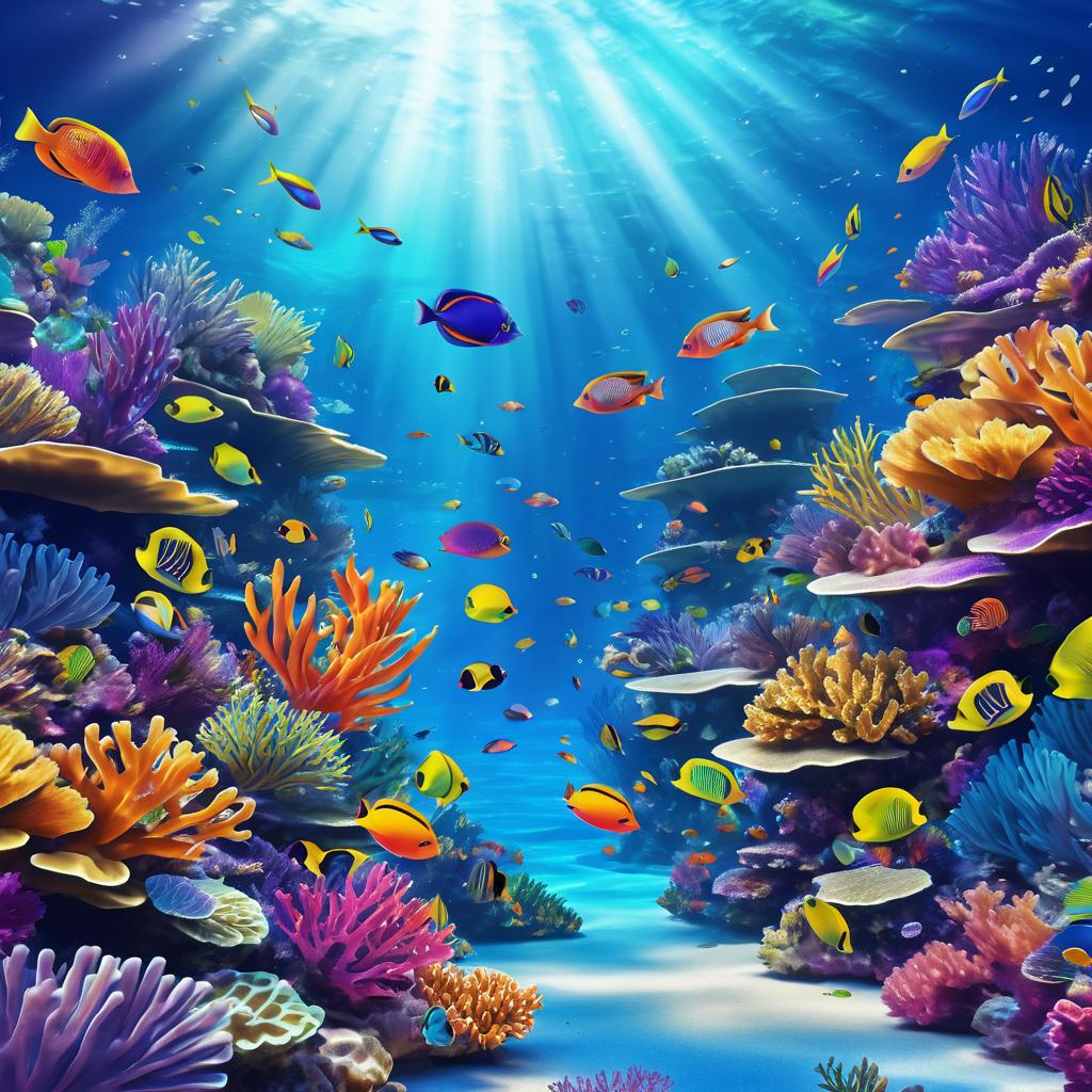 Vibrant Coral Reef with Colorful Fish