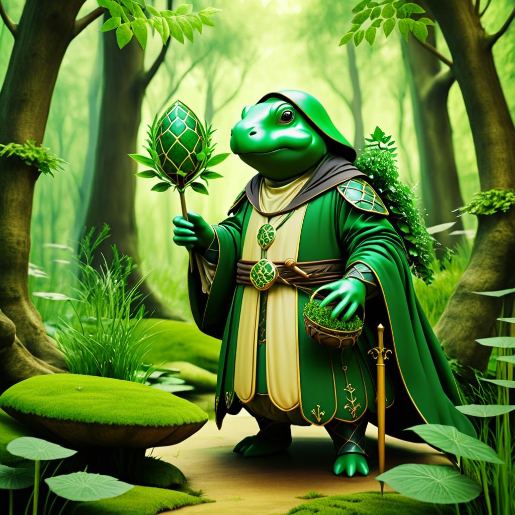 Whimsical Turtle Healer in the Forest