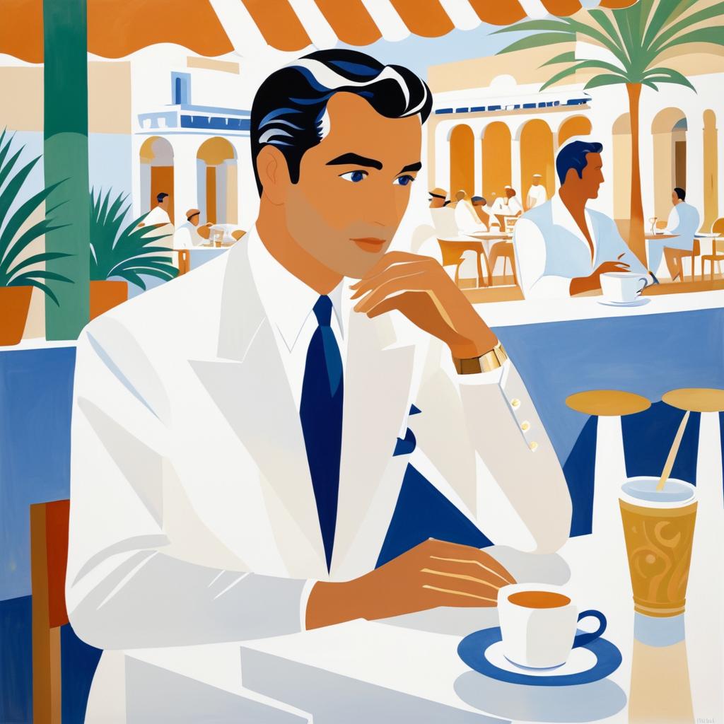 Charming Gentleman in Whimsical Cafe Scene