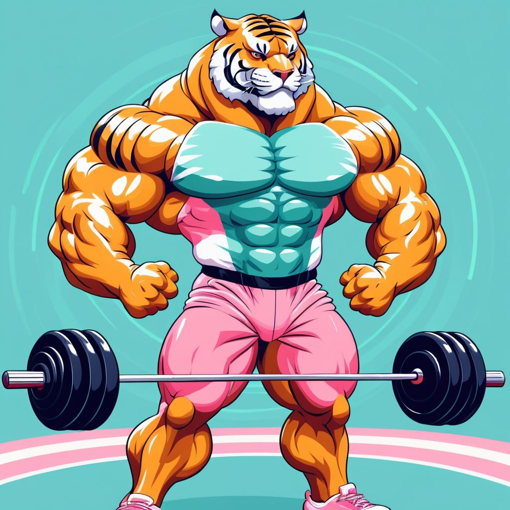 Anthropomorphic Tiger in Pastel Gym