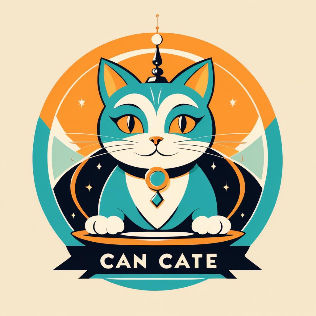 Whimsical 1950s Cartoon Cat Logo Design