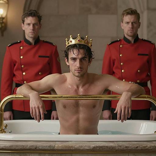 Regal Bath Scene with Intense Backgrounds