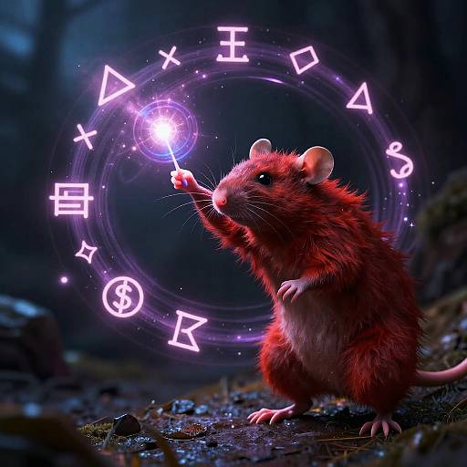 Red Haired Rat Magician Casting Spell