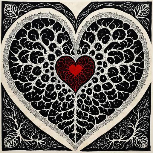 Intricate Heart Linocut Art Intricate Heart Linocut Art