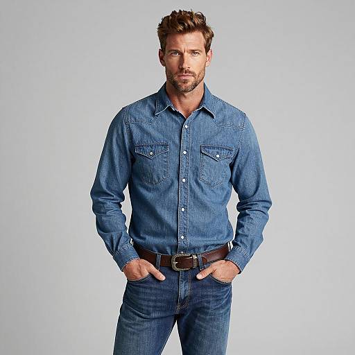 Man in Denim Shirt and Jeans