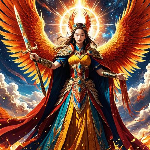 Phoenix Priestess with Celestial Sword