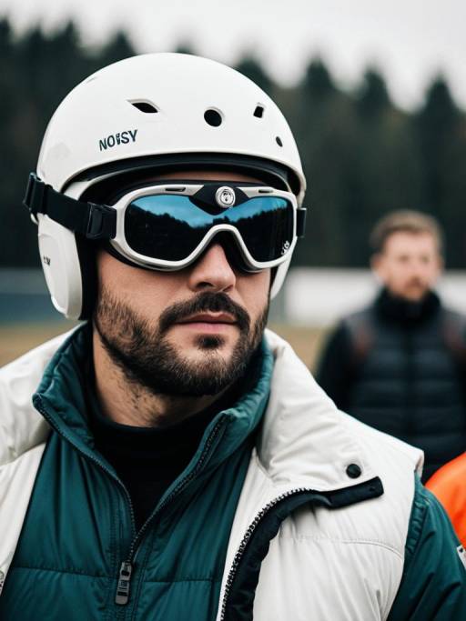 Man Wearing Ski Helmet and Goggles
