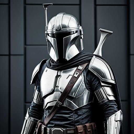 Cosplayer in Mandalorian Armor Costume