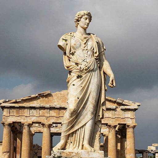 Stoic Statue in Ancient Ruins