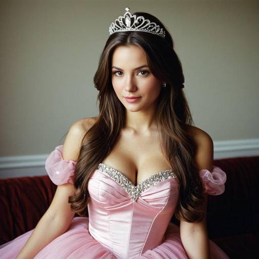 Young Woman in Pink Princess Dress with Tiara