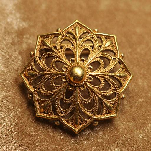 Intricate Filigree Brooch Macro Shot