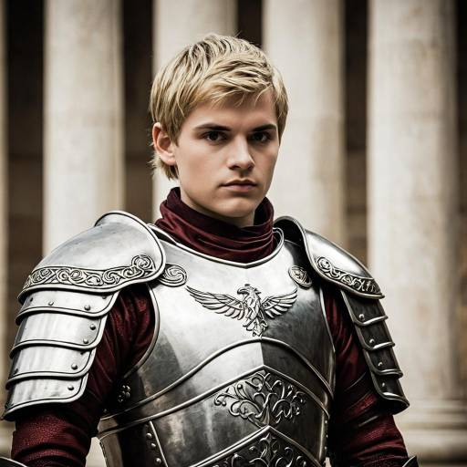 Young Man in Medieval Armor with Blonde Hair