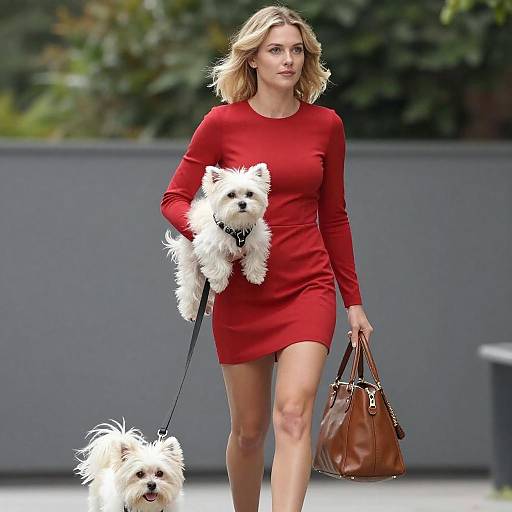 Blonde Woman with Dog and Handbag