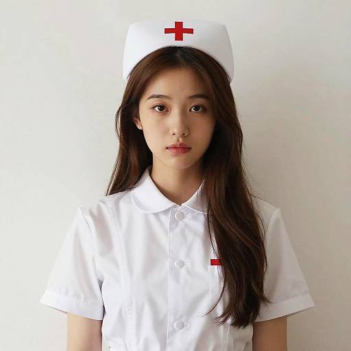 Realistic Nurse Portrait with Brown Hair