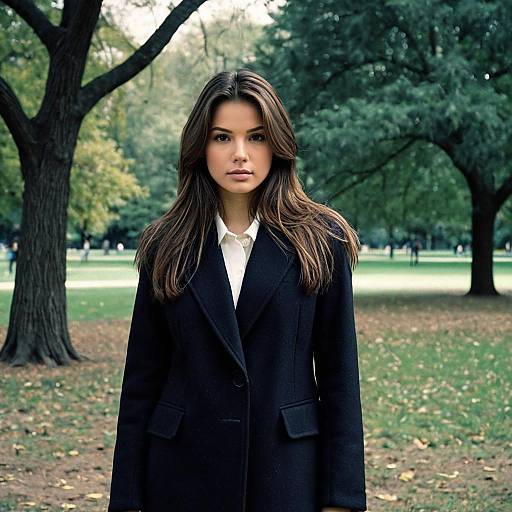 Woman in Black Blazer Standing in Park