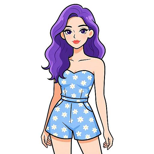 Woman in Floral Strapless Romper