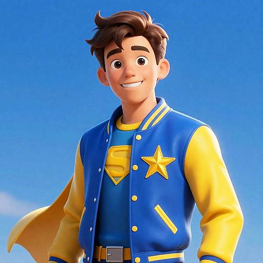 Retro Cheerful Teen Superhero Portrait